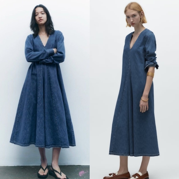NWT Zara Long Denim Dress - 5216/052 - Picture 1 of 16
